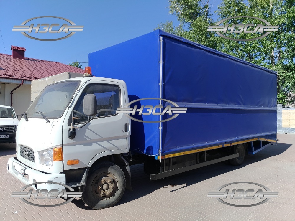 Эвакуатор Hyundai HD-78 с ломаной платформой, каркас, откидной борт, сдвижная крыша, тент
