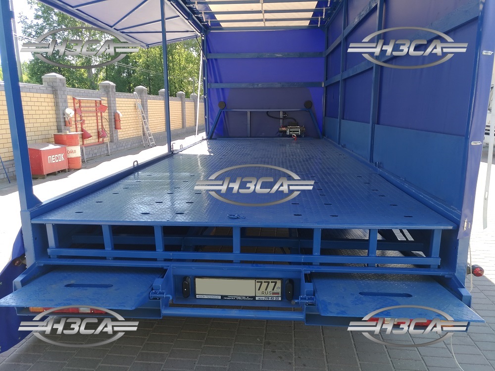 Эвакуатор Hyundai HD-78 с ломаной платформой, каркас, откидной борт, сдвижная крыша, тент